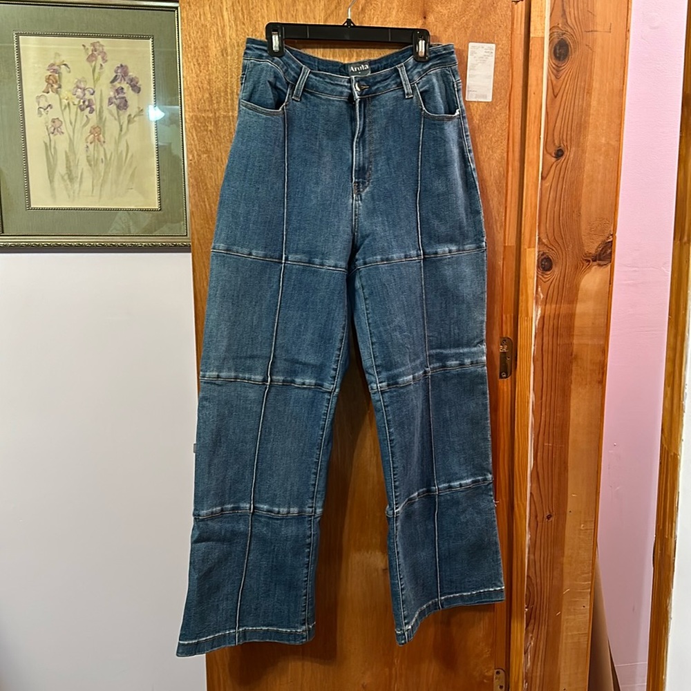 Ladies window pane jeans by Arula. EUC